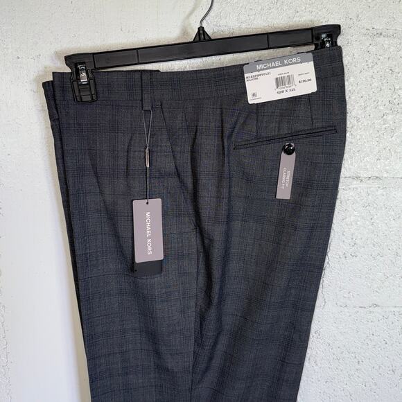 Michael Kors Men's Plaid Classic Wool-Blend Stretch Suit Pants grey 42x32 $190 - Picture 2 of 11
